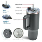 Wholesale 40oz Stainless Steel Handle Tumbler 30 oz Hot Thermal Coffee Mug Water Bottle With Metal Straws Lid Customizable
